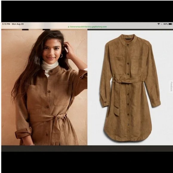 Banana Republic Factory terrazzo Vegan Suede Dress Medium Tall M T 779780 NEW - Picture 2 of 7